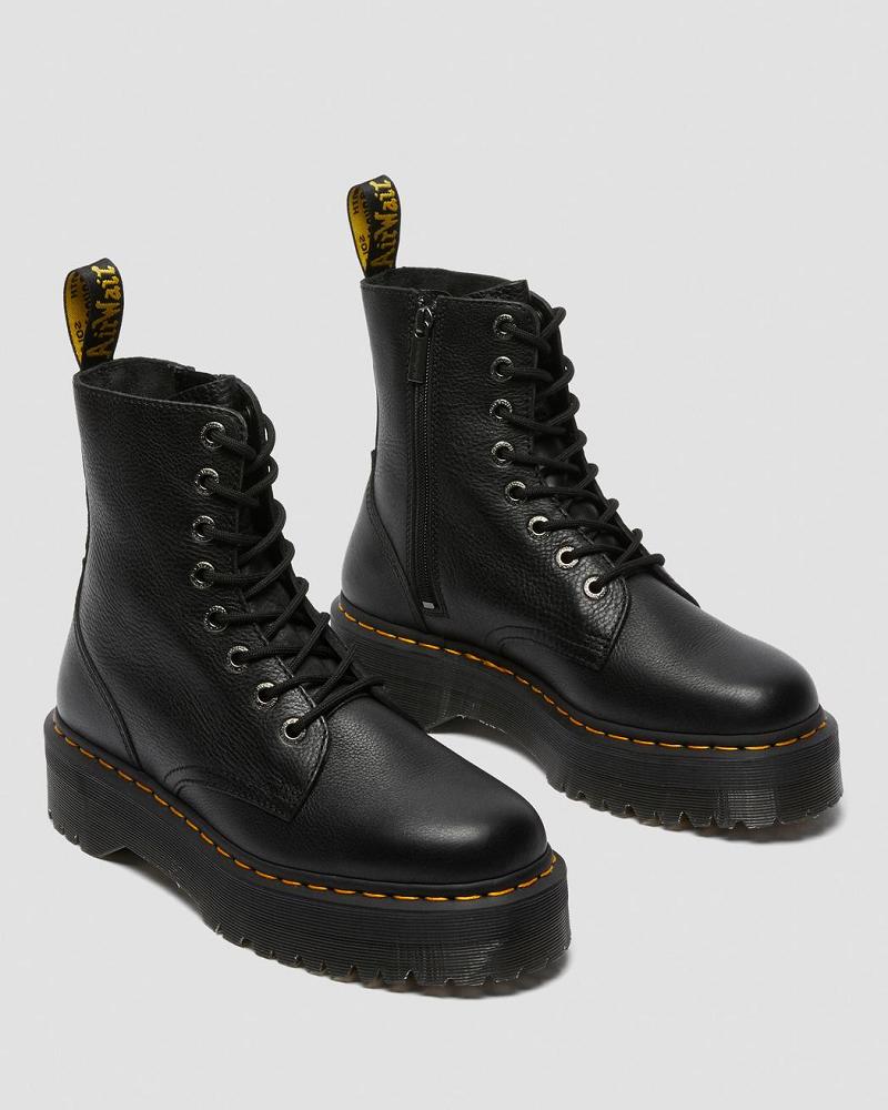 Botas Plataforma Dr Martens Jadon Pisa Cuero Mujer Negros | MX 538XYU